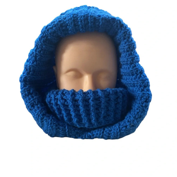 Handmade Women Hat Turtleneck Hoodie Gloves Crochet Scarf Ski Stretchy Warm NWOT main image 12